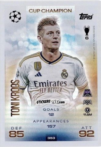 Sticker Toni Kroos - UEFA Champions League & Europa League 2025-2026. Match Attax
 n. 353 - Topps
