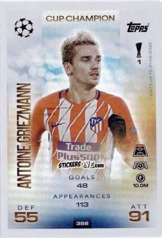 Sticker Antoine Griezmann - UEFA Champions League & Europa League 2025-2026. Match Attax
 n. 356 - Topps