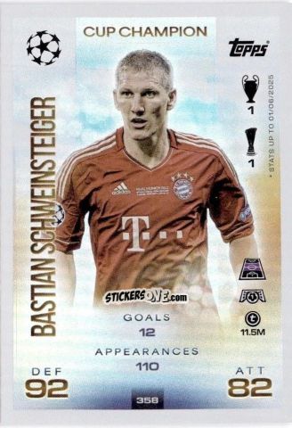 Cromo Bastian Schweinsteiger - UEFA Champions League & Europa League 2025-2026. Match Attax
 n. 358 - Topps