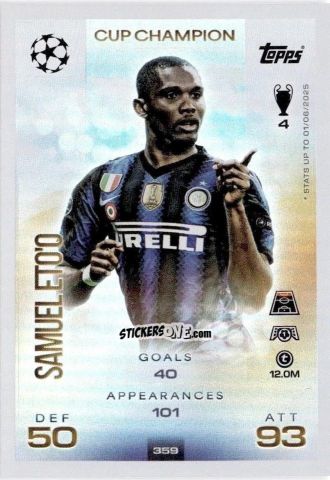 Sticker Samuel Eto'o - UEFA Champions League & Europa League 2025-2026. Match Attax
 n. 359 - Topps