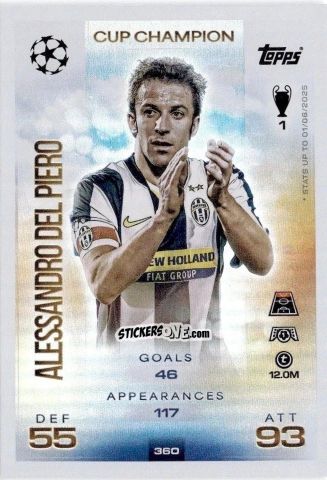 Cromo Alessandro Del Piero - UEFA Champions League & Europa League 2025-2026. Match Attax
 n. 360 - Topps