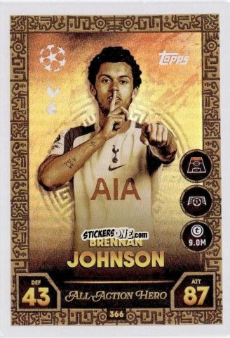 Sticker Brennan Johnson - UEFA Champions League & Europa League 2025-2026. Match Attax
 n. 366 - Topps