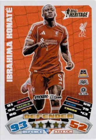 Sticker Ibrahima Konaté - UEFA Champions League & Europa League 2025-2026. Match Attax
 n. 379 - Topps
