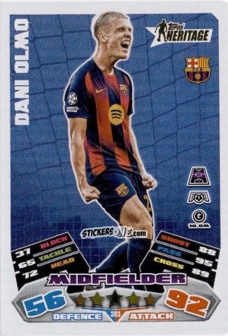 Cromo Dani Olmo - UEFA Champions League & Europa League 2025-2026. Match Attax
 n. 383 - Topps