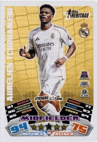 Cromo Aurélien Tchouaméni - UEFA Champions League & Europa League 2025-2026. Match Attax
 n. 384 - Topps