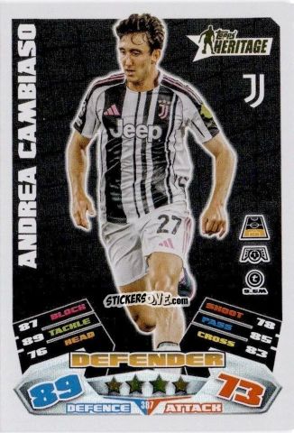 Cromo Andrea Cambiaso - UEFA Champions League & Europa League 2025-2026. Match Attax
 n. 387 - Topps