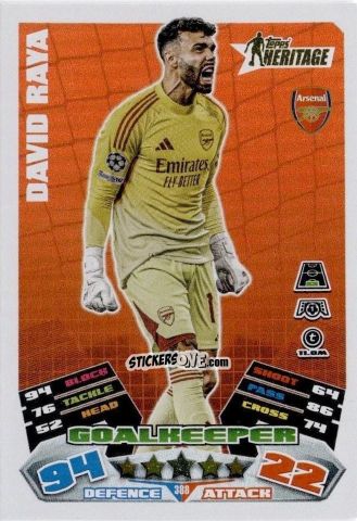 Sticker David Raya - UEFA Champions League & Europa League 2025-2026. Match Attax
 n. 388 - Topps