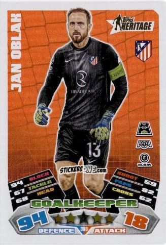 Sticker Jan Oblak - UEFA Champions League & Europa League 2025-2026. Match Attax
 n. 389 - Topps