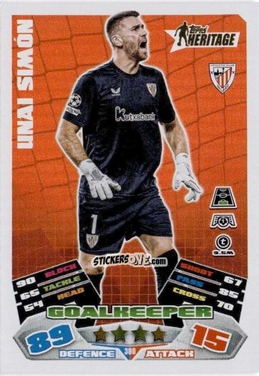 Figurina Unai Simón - UEFA Champions League & Europa League 2025-2026. Match Attax
 n. 390 - Topps
