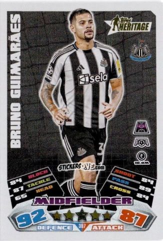 Sticker Bruno Guimarães - UEFA Champions League & Europa League 2025-2026. Match Attax
 n. 397 - Topps