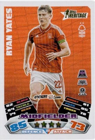 Cromo Ryan Yates - UEFA Champions League & Europa League 2025-2026. Match Attax
 n. 398 - Topps