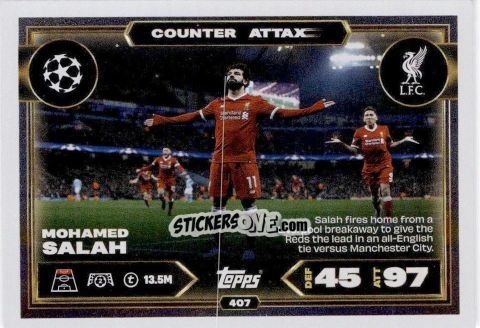 Cromo Mohamed Salah - UEFA Champions League & Europa League 2025-2026. Match Attax
 n. 407 - Topps