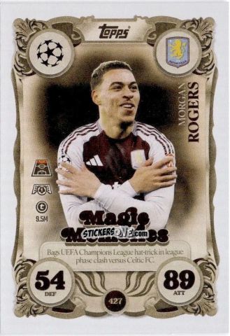 Sticker Morgan Rogers - UEFA Champions League & Europa League 2025-2026. Match Attax
 n. 427 - Topps