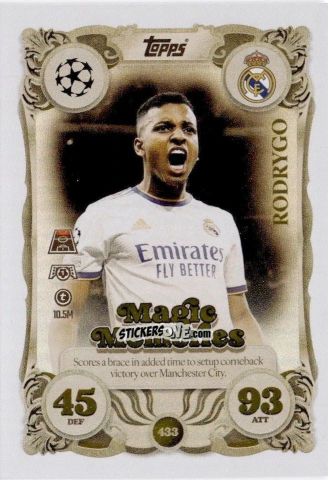 Figurina Rodrygo - UEFA Champions League & Europa League 2025-2026. Match Attax
 n. 433 - Topps