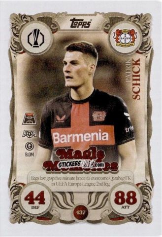 Sticker Patrik Schick - UEFA Champions League & Europa League 2025-2026. Match Attax
 n. 437 - Topps