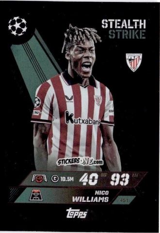 Cromo Nico Williams - UEFA Champions League & Europa League 2025-2026. Match Attax
 n. 451 - Topps