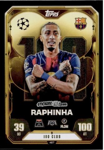 Sticker Raphinha - UEFA Champions League & Europa League 2025-2026. Match Attax
 n. 467 - Topps