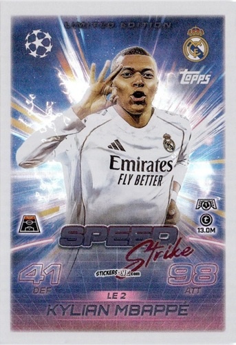 Sticker Kylian Mbappé - UEFA Champions League & Europa League 2025-2026. Match Attax
 n. LE2 - Topps