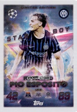 Cromo Francesco Pio Esposito - UEFA Champions League & Europa League 2025-2026. Match Attax
 n. LE3 - Topps