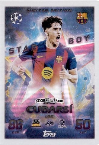 Sticker Pau Cubarsí - UEFA Champions League & Europa League 2025-2026. Match Attax
 n. LE5 - Topps