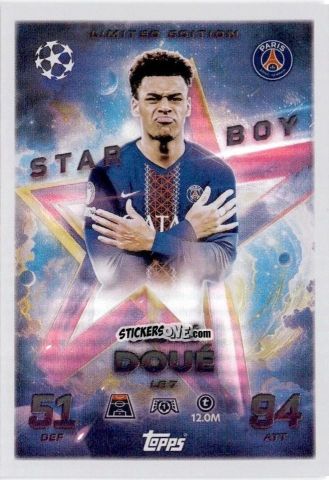 Cromo Désiré Doué - UEFA Champions League & Europa League 2025-2026. Match Attax
 n. LE7 - Topps