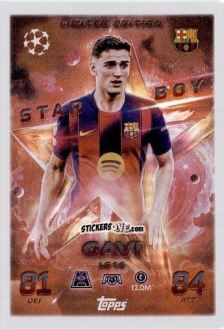 Sticker Gavi - UEFA Champions League & Europa League 2025-2026. Match Attax
 n. LE14 - Topps