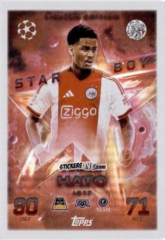 Sticker Jorrel Hato - UEFA Champions League & Europa League 2025-2026. Match Attax
 n. LE17 - Topps