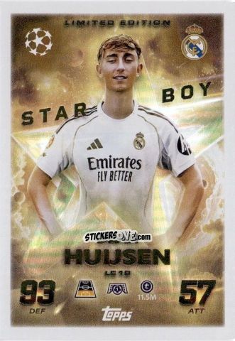 Figurina Dean Huijsen - UEFA Champions League & Europa League 2025-2026. Match Attax
 n. LE19 - Topps