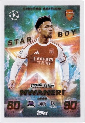 Sticker Ethan Nwaneri - UEFA Champions League & Europa League 2025-2026. Match Attax
 n. LE23 - Topps