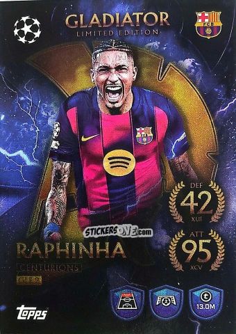 Sticker Raphinha - UEFA Champions League & Europa League 2025-2026. Match Attax
 n. GLE2 - Topps