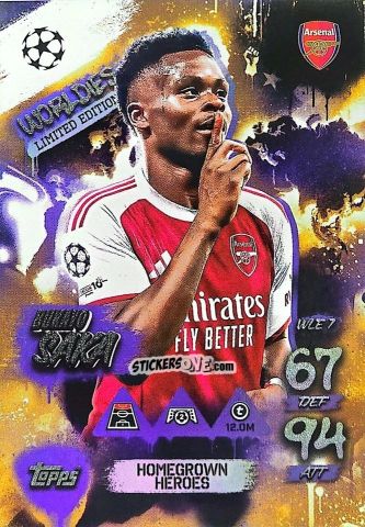 Figurina Bukayo Saka - UEFA Champions League & Europa League 2025-2026. Match Attax
 n. WLE7 - Topps