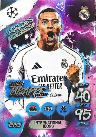Sticker Kylian Mbappé - UEFA Champions League & Europa League 2025-2026. Match Attax
 n. WLE11 - Topps