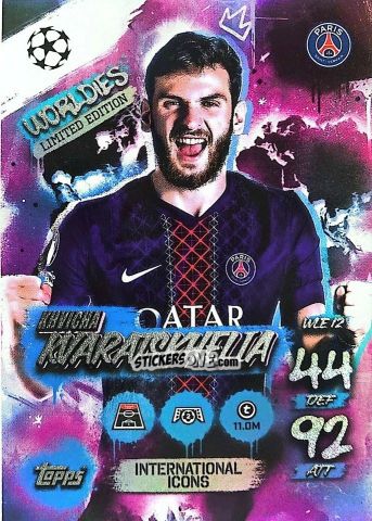Sticker Khvicha Kvaratskhelia - UEFA Champions League & Europa League 2025-2026. Match Attax
 n. WLE12 - Topps
