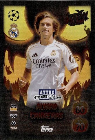 Sticker Alvaro Carreras - UEFA Champions League & Europa League 2025-2026. Match Attax
 n. ST2 - Topps
