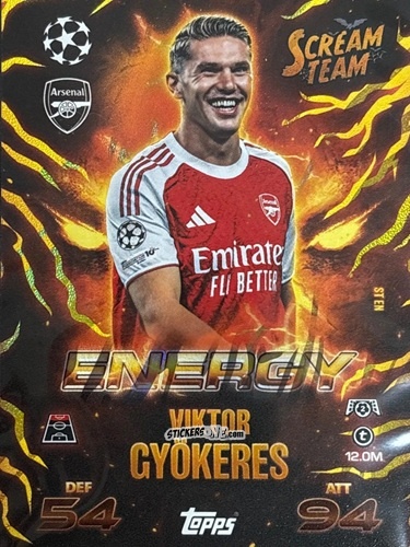 Sticker Viktor Gyokeres - UEFA Champions League & Europa League 2025-2026. Match Attax
 n. ST-EN - Topps