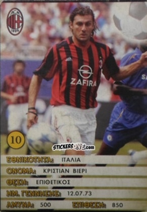 Cromo Christian Vieri - Europe's Champions 2005-2006
 n. 10 - Golden Shop