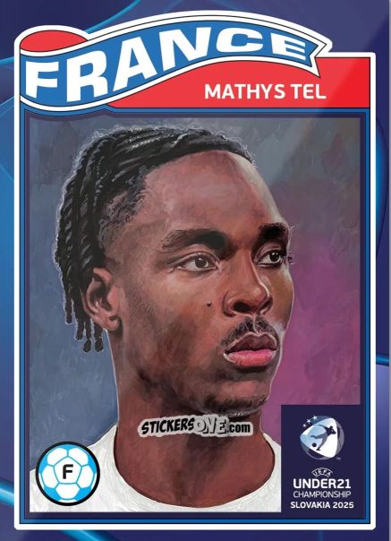 Figurina Mathys Tel - Living Set Soccer Uefa Euro U-21 2025 n. 5 - Topps