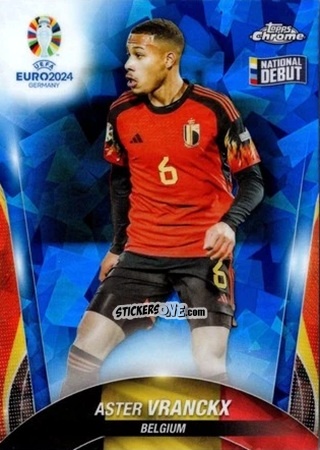 Figurina Aster Vranckx - Chrome UEFA Euro 2024 Sapphire Edition
 n. 55 - Topps