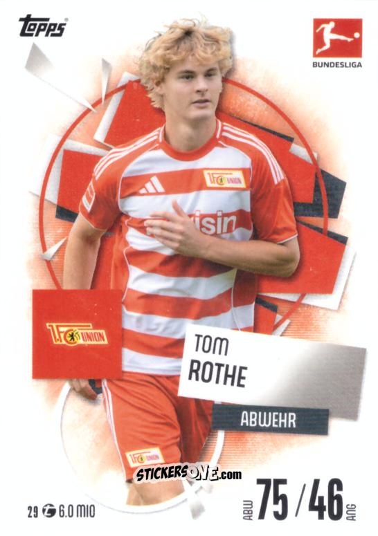 Cromo Tom Rothe - German Fussball Bundesliga 2025-2026. Match Attax n. 29 - Topps