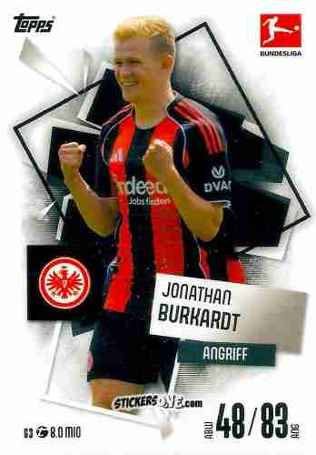 Sticker Jonathan Burkardt - German Fussball Bundesliga 2025-2026. Match Attax n. 63 - Topps