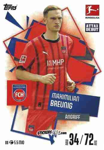 Figurina Maximilian Breunig - German Fussball Bundesliga 2025-2026. Match Attax n. 89 - Topps
