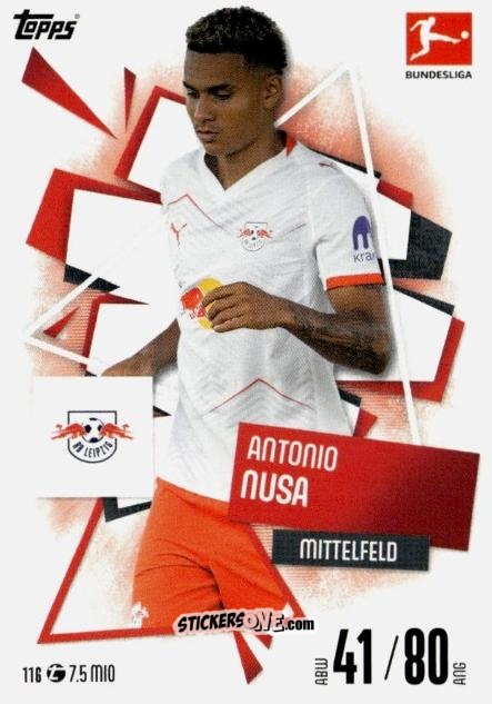Figurina Antonio Nusa - German Fussball Bundesliga 2025-2026. Match Attax n. 116 - Topps