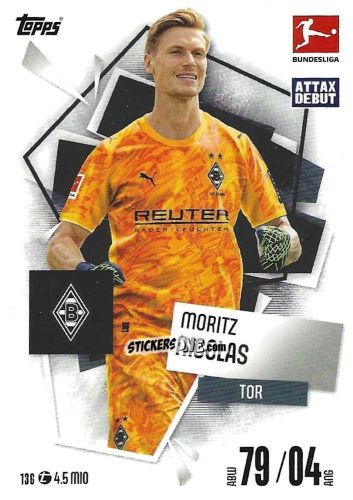 Sticker Moritz Nicolas - German Fussball Bundesliga 2025-2026. Match Attax n. 136 - Topps
