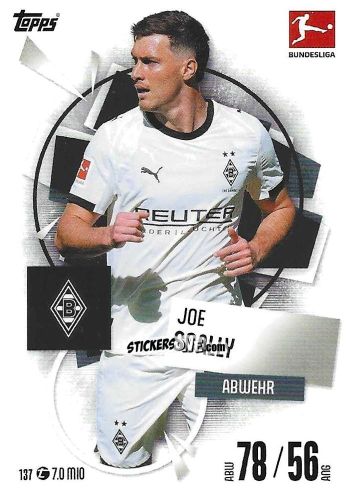 Sticker Joe Scally - German Fussball Bundesliga 2025-2026. Match Attax n. 137 - Topps