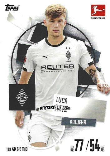 Cromo Luca Netz - German Fussball Bundesliga 2025-2026. Match Attax n. 139 - Topps