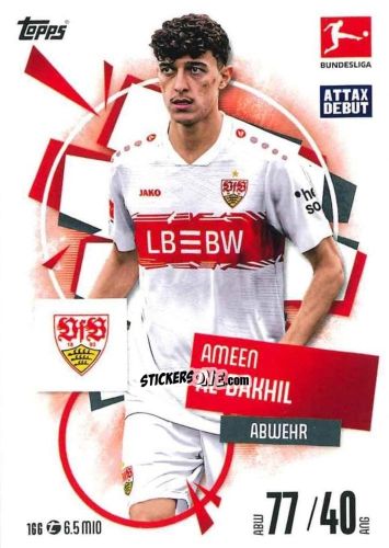 Cromo Ameen Al-Dakhil - German Fussball Bundesliga 2025-2026. Match Attax n. 166 - Topps