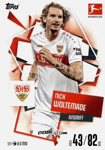 Cromo Nick Woltemade - German Fussball Bundesliga 2025-2026. Match Attax n. 171 - Topps