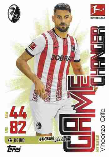 Figurina Vincenzo Grifo - German Fussball Bundesliga 2025-2026. Match Attax n. 186 - Topps