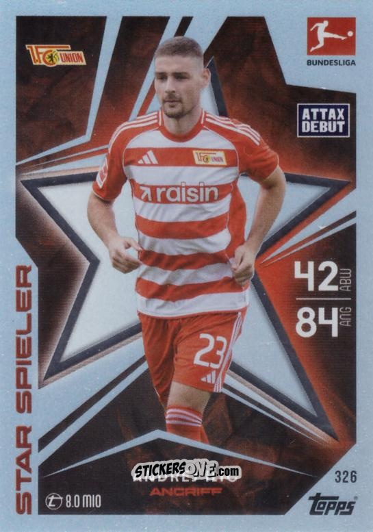 Figurina Andrej Ilić - German Fussball Bundesliga 2025-2026. Match Attax n. 326 - Topps