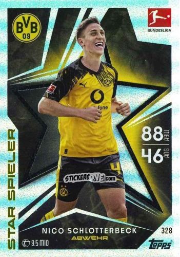 Sticker Nico Schlotterbeck - German Fussball Bundesliga 2025-2026. Match Attax n. 328 - Topps